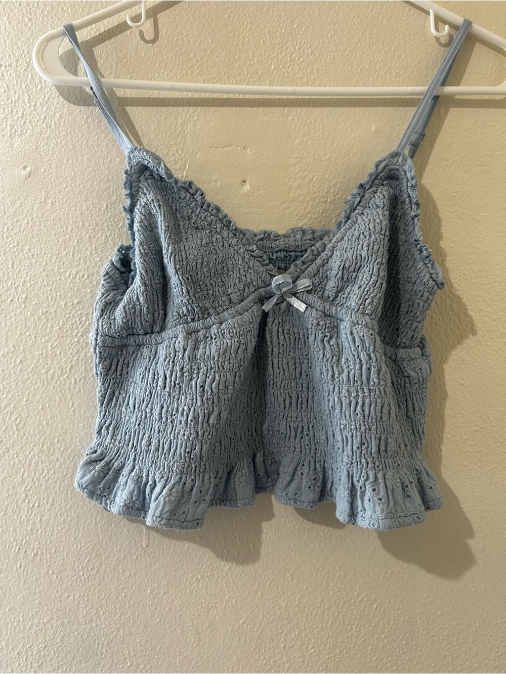 Aeropostale Light Blue Smocked Ruffle Cami